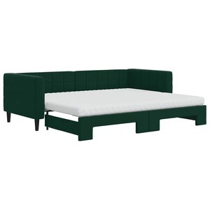 vidaXL Lit de jour avec gigogne et matelas vert foncé 90x200cm velours