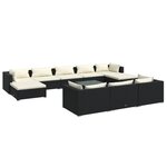 vidaXL Salon de jardin 11 Pièces avec coussins Noir Résine tressée
