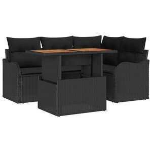 vidaXL Ensemble de canapé de jardin avec coussin 5 Pièces Noir