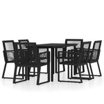 vidaXL Ensemble à manger de jardin 7 Pièces Noir