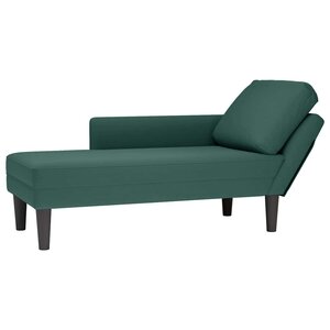 vidaXL Fauteuil long et coussin et accoudoir droit vert foncé velours