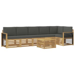 vidaXL Ensemble de canapés d'extérieur 7 Pièces Blanc et anthracite