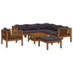 vidaXL Salon de jardin 8 Pièces avec coussin Bois d'acacia solide