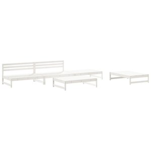 vidaXL Salon de jardin 5 Pièces blanc bois massif de pin