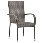 vidaXL Chaises empilables d'extérieur 2 Pièces Gris Résine tressée