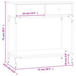 vidaXL Table console sonoma gris 75x34 5x75 cm bois d'ingénierie