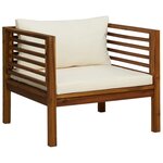 vidaXL Salon de jardin 7 Pièces avec coussin crème Bois d'acacia solide