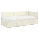 vidaXL Cadre de lit d'angle avec matelas Crème 90 x 200 cm Velours
