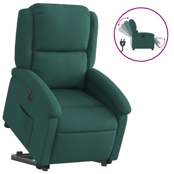 vidaXL Fauteuil inclinable électrique vert foncé tissu
