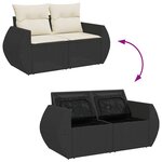 vidaXL Salon de jardin 8 Pièces avec coussins noir résine tressée