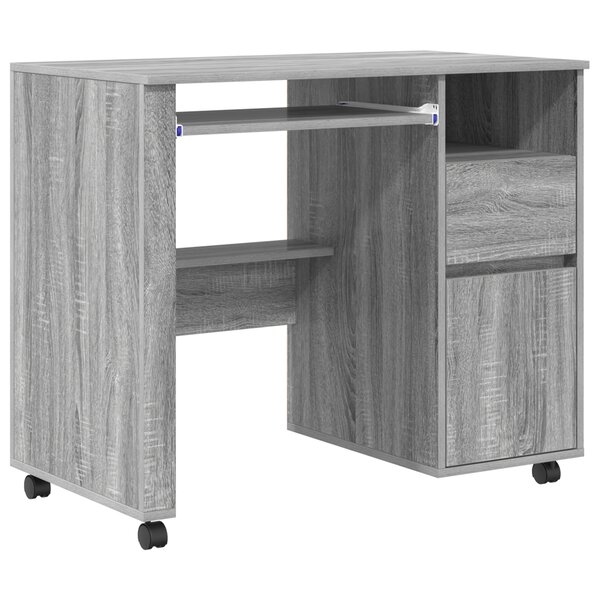 vidaXL Bureau d'ordinateur gris Gris sonoma Bois d'ingénierie Moyen