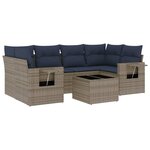 vidaXL Salon de jardin 7 Pièces avec coussins gris résine tressée