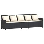 vidaXL Canapé de jardin avec coussins 5 places noir résine tressée