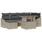 vidaXL Jeu de canapés de jardin 7 pièces avec des coussins en poly rotin gris clair