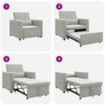 vidaXL Canapé Lit Simple Gris clair 90 x 165 x 87 cm Velours