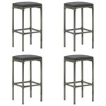 vidaXL Ensemble de bar de jardin 5 Pièces et coussins Résine tressée Gris