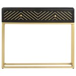 vidaXL Table console Noir et doré 90x30x75 cm Bois de manguier massif