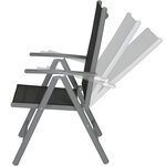 Tectake Lot de 4 chaises de jardin pliantes - noir/anthracite