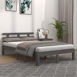 vidaXL Cadre de lit Gris Bois massif 200x200 cm