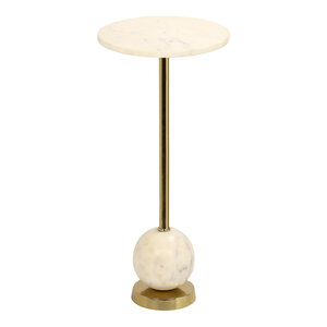 Table d'appoint en laiton et marbre 25 5 x 53 cm