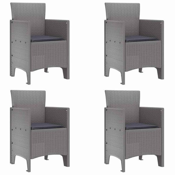 vidaXL Chaise de jardin 4 Pièces Gris clair 53 x 49 x 85 cm PP