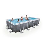 BESTWAY Piscine rectangulaire Power Steel - Motif rotin gris - 549 x 274 x 122 cm