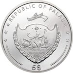 Pièce de monnaie 5 Dollars Palaos Demoiselle porte-bonheur 2021 – Argent BE