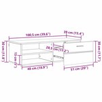 vidaXL Meuble TV Chêne fumé 100.5 x 39 x 30 cm Bois d'ingénierie