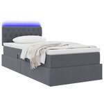 vidaXL Lit avec rangement et LED Gris foncé 90 x 190 cm Velours
