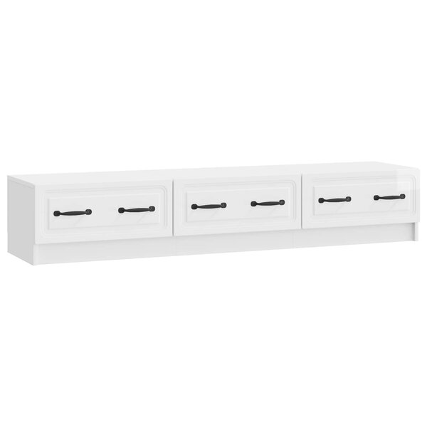vidaXL Meuble TV 147 x 34 5 x 27 cm Blanc brillant Bois d'ingénierie