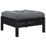 vidaXL Repose-pied de jardin avec coussin anthracite Bois de pin Noir