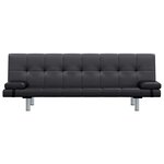 vidaXL Canapé-lit réglable avec deux oreillers Similicuir Noir