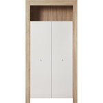 Lit enfant 70 x 140 cm + commode à langer 2 portes + armoire 2 portes - chêne sonoma et blanc mat