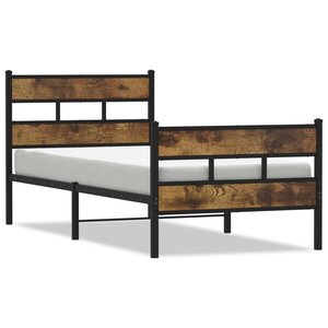 vidaXL Cadre de lit en métal sans matelas chêne fumé 100x190 cm