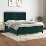 vidaXL Sommier à lattes de lit matelas et LED Vert foncé 180x200 cm