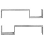 vidaXL Étagères murales 2 Pièces gris béton 100x15x20cm bois d'ingénierie