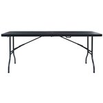 vidaXL Table pliable de jardin Noir 180x75x72 cm PEHD Imitation rotin