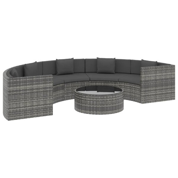 vidaXL Salon de jardin 6 Pièces avec coussins Résine tressée Gris