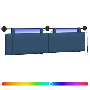 vidaXL Tête de lit suspendue Avec lumière LED Bleu Tissu