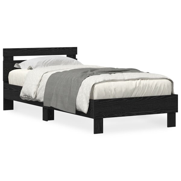 vidaXL Cadre de lit Chêne noir 90 x 200 cm Bois d'ingénierie