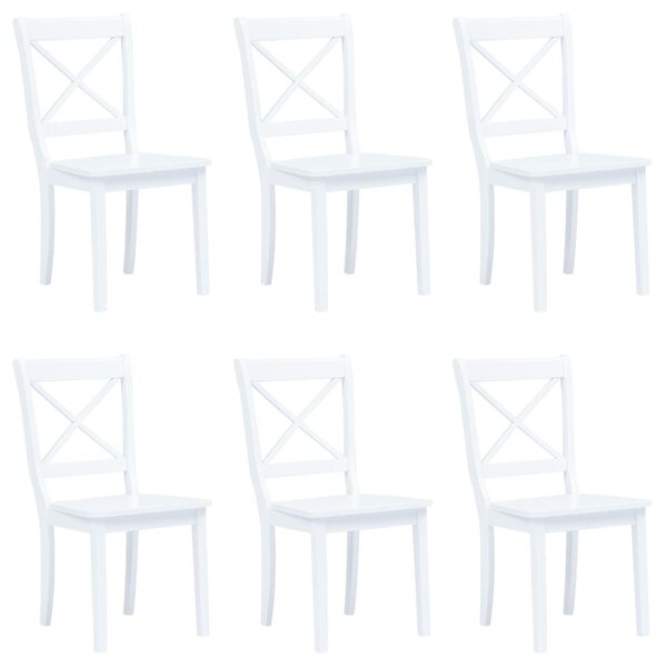 vidaXL Chaises à manger lot de 6 blanc bois d'hévéa massif