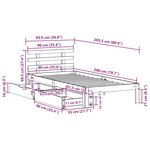vidaXL Cadre de lit avec tiroirs sans matelas 90x200 cm