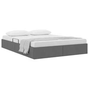 vidaXL Lit de Rangement avec tête de lit Gris foncé 135 x 190 cm tissu
