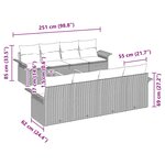 Ensemble de Canapés de Jardin 9 Pièces avec Coussins Noir Poly Rattan Acacia