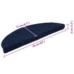 vidaXL Tapis d'escalier autocollants 15 pièces 56 x 17 x 3 cm Bleu marine Demi-rond