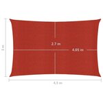 vidaXL Voile d'ombrage 160 g/m² Rouge 3x4 5 m PEHD