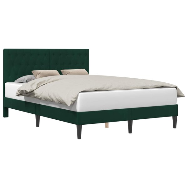 vidaXL Cadre de lit avec tête de lit Vert foncé 140 x 200 cm Velours