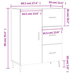vidaXL Buffet gris béton 69 5x34x90 cm bois d'ingénierie
