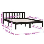 vidaXL Cadre de lit sans matelas noir bois massif 140x190 cm