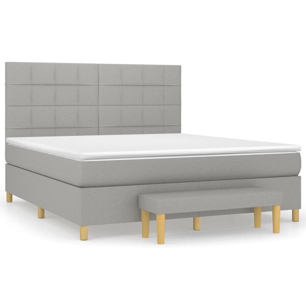 vidaXL Sommier à lattes de lit avec matelas Gris clair 160x200cm Tissu